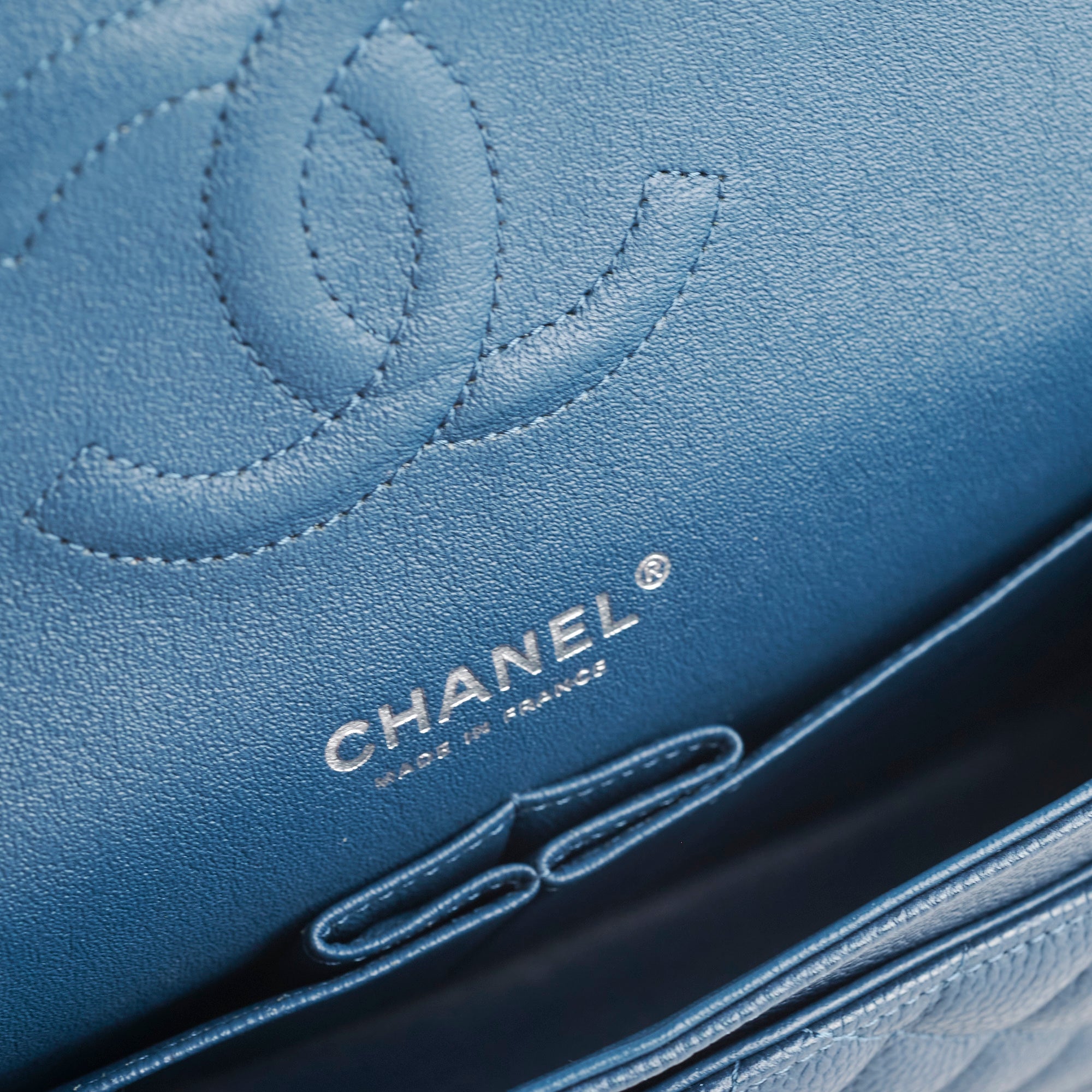 Chanel Medium/Large Double Classic Flap Bag in Navy Caviar Leather - Perfect for Work, Evening Events & Luxury Fashion Accessories