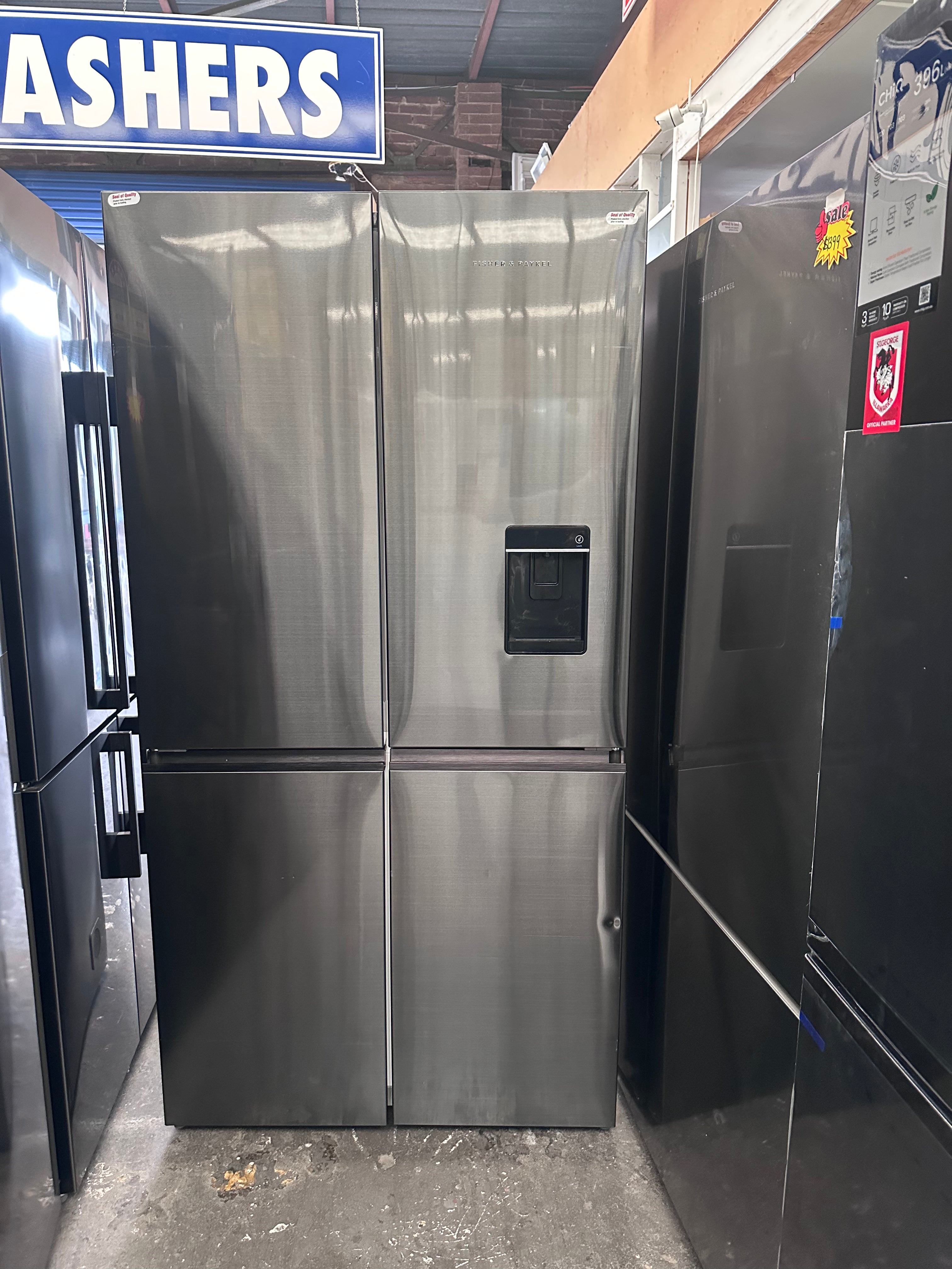 Fisher & Paykel RF605QNUVB1 538L Black Stainless Steel French Door Refrigerator - Factory Second | Perfect for Modern Kitchens & Open-Plan Living Spaces