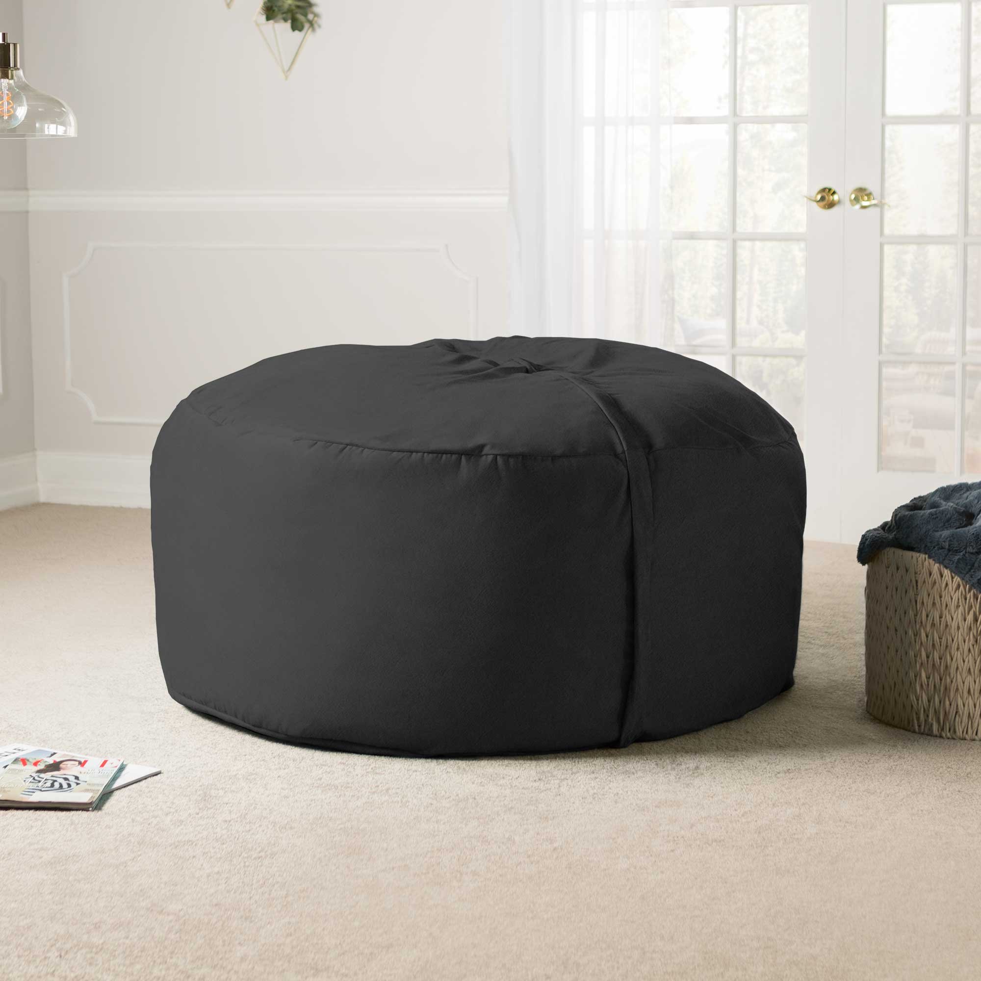 Jaxx 5 Foot Giant Saxx Bean Bag Chair for Adults - Oversized Memory Foam Filled Lounger, Black - Perfect for Living Room, Game Room & Dorm Relaxation