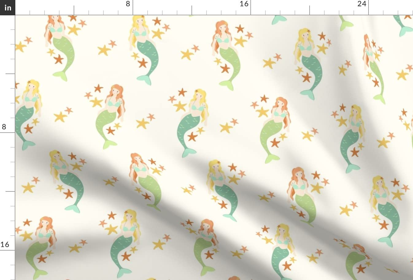 Mermaids Nautical Starfish Beach Underwater Printed Minky Fabric Fat Quarter - Soft Plush Fabric for Sewing Baby Blankets, Quilt Backing & DIY Plush Toys - Perfect for Nursery Decor, Coastal Themed Crafts & Ocean Inspired Projects