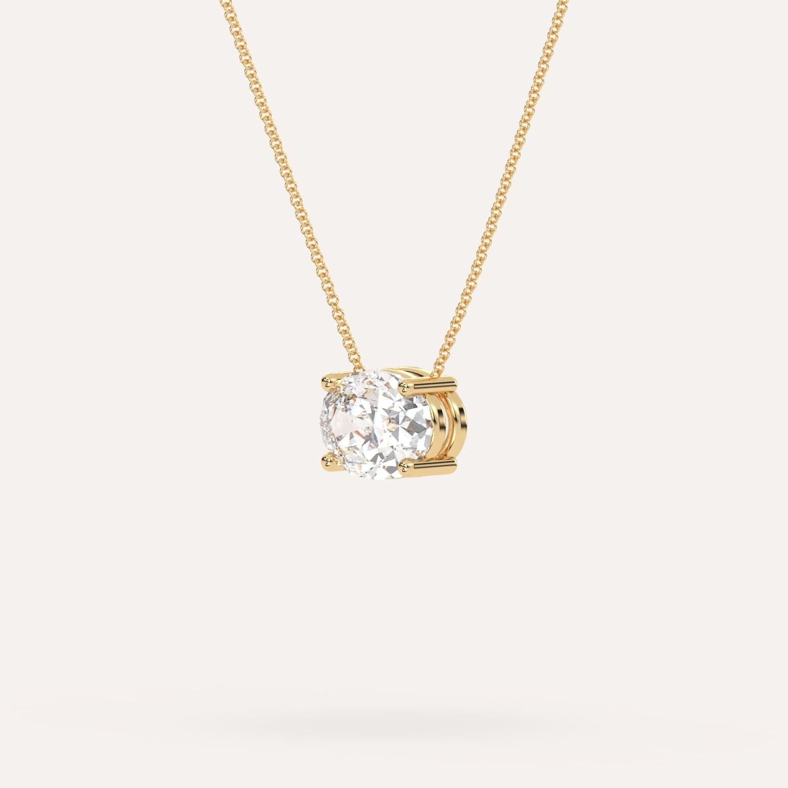 3 Carat Oval Floating Diamond Necklace - Elegant 14K Gold Pendant for Women - Perfect for Weddings, Anniversaries & Special Occasions