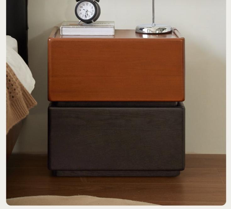 Solid Oak and Poplar Wood Nightstand - Sturdy Bedside Table for Bedroom, Living Room, or Office - Natural Wood Finish with Storage Shelf