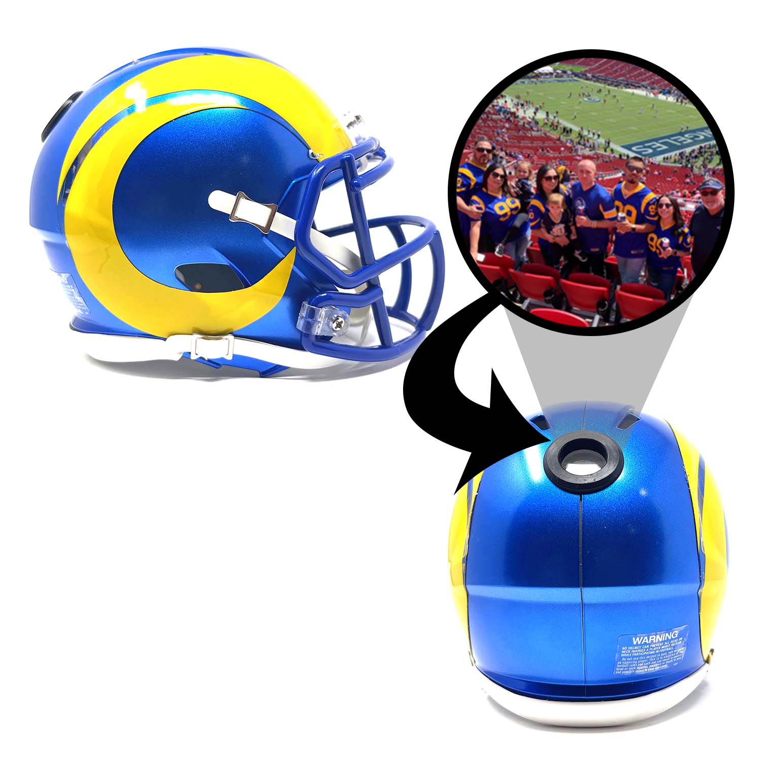 Los Angeles Rams NFL Mini Helmet with Display Case - Collectible Football Memorabilia for Fans, Home & Office Decor, Sports Gifts