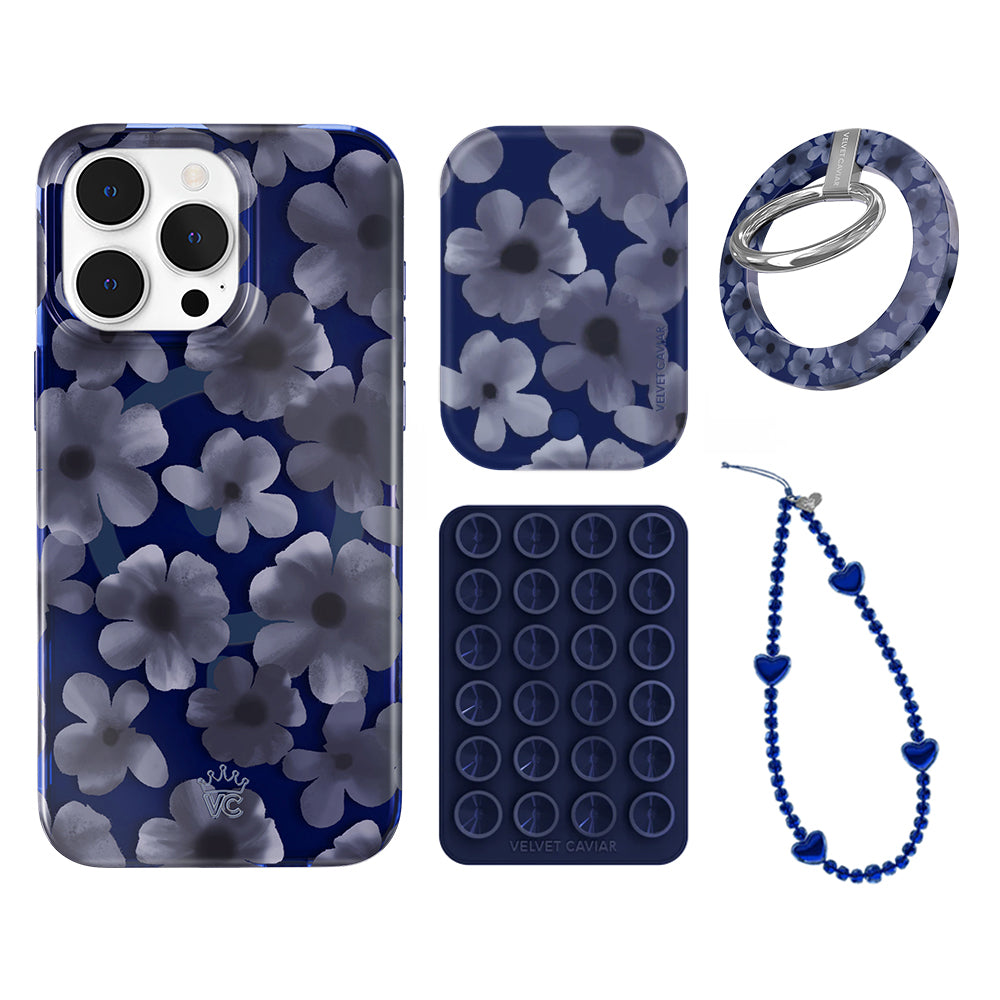 Midnight Blossom iPhone Case with Grip - Shockproof Protective Cover for iPhone 13/14/15 Pro Max - Perfect for Work, Travel & Everyday Use