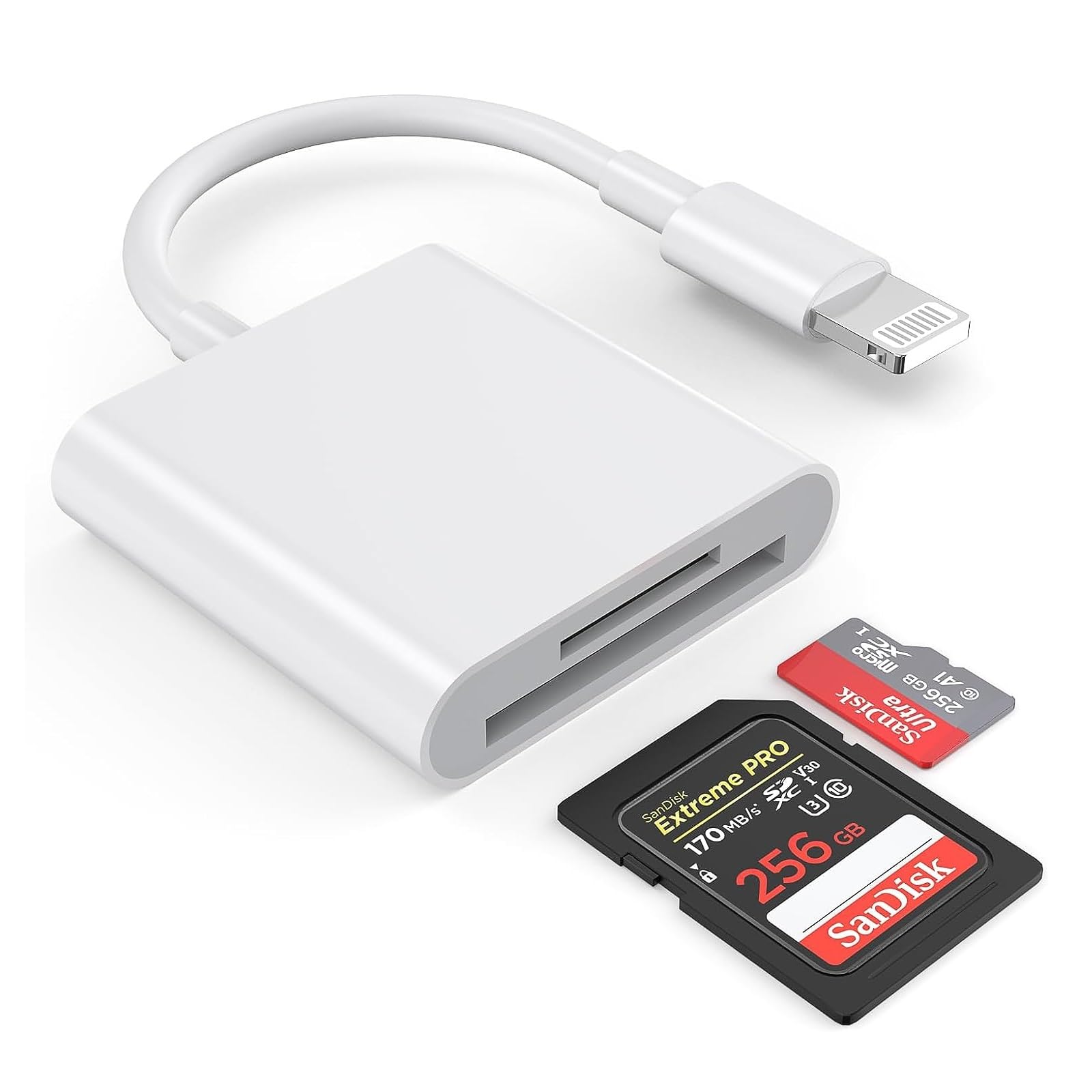 Apple MFi Certified Lightning to SD/TF Card Reader for iPhone - Dual Slot Memory Card Adapter Compatible with iPhone 14/13/12/11/XS/XR/X/8 - Plug & Play for Photo Backup & File Transfer