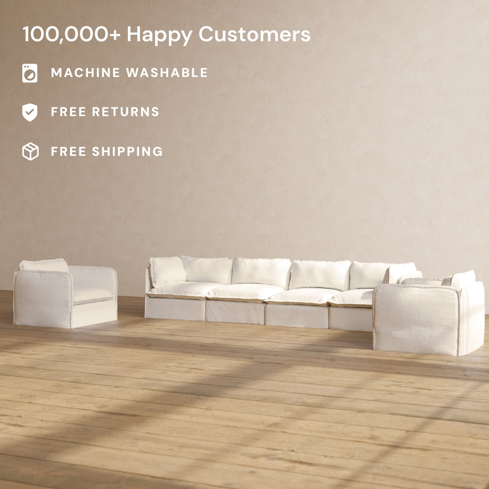 Premium Modular 4-Seater Sofa with Armchair Set in Luxe Mousse Fabric – Perfect for Living Room, Lounge & Family Gatherings