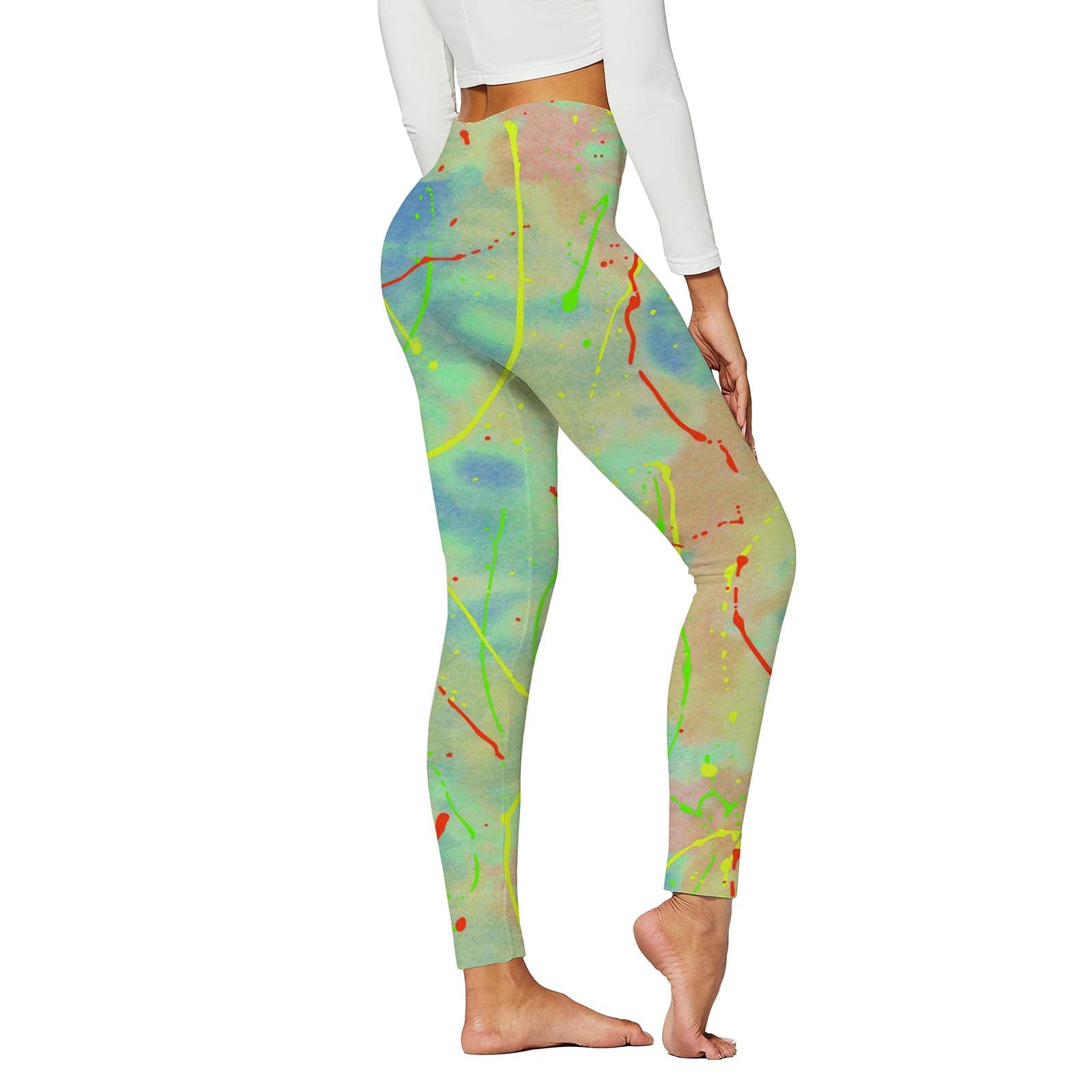 Women's High Waisted Tie-Dye Yoga Pants - Butt Lifting Seamless Workout Leggings for Women, Shapewear Tights with Multicolor Design - Perfect for Gym, Running, Pilates & Lounge Wear