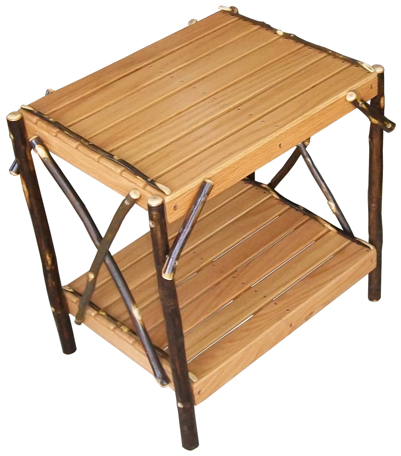 Hickory Wood End Table with Natural Finish - Rustic Side Table for Living Room, Bedroom & Office - Furniture Barn USA