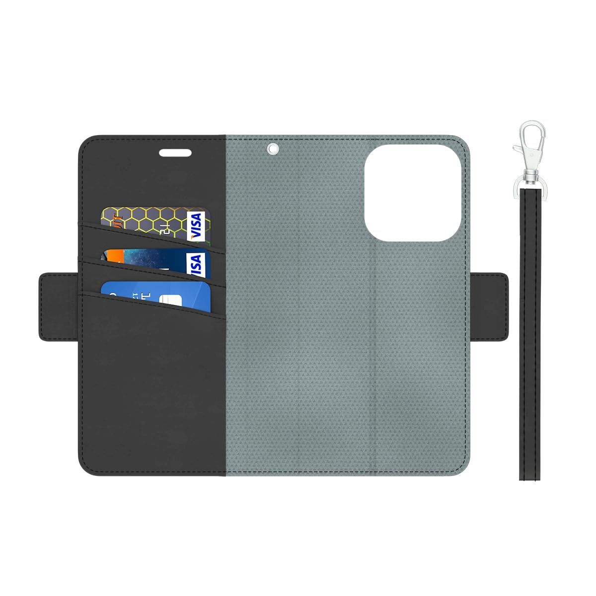DefenderShield EMF Radiation Protection Case for iPhone 13 Pro Max & 5th Gen - Magnetic Detachable Wallet Case with Wrist Strap | Blocks Harmful EMF/RF Waves | Perfect for Travel, Work & Daily Use (Black)