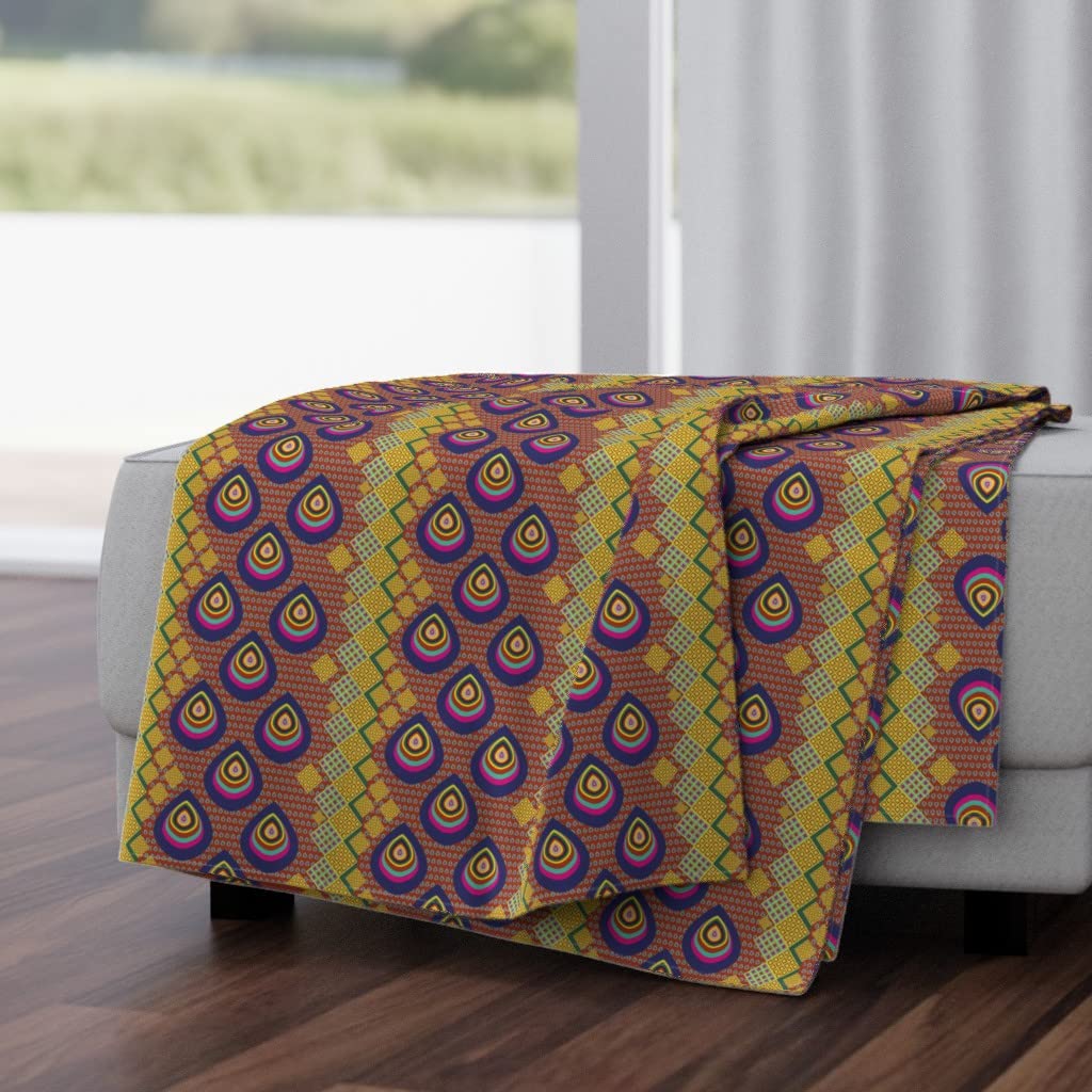 Luxe Velvet Throw Blanket 50x70 Inches - Vibrant African Geometric Print Blanket for Sofa, Bed & Home Decor | Soft Cozy Blanket for Living Room, Bedroom & Gift