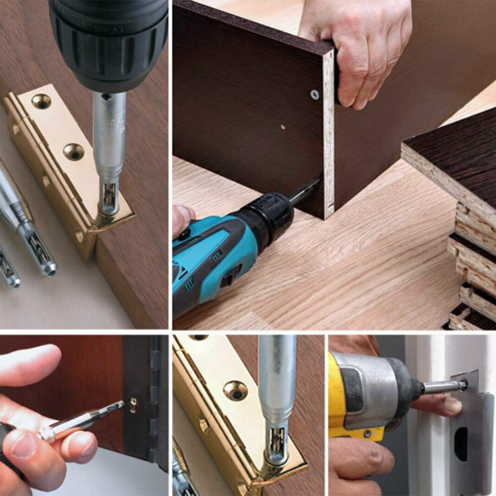 4PCS HSS Self-Centering Hinge Drill Bit Set (5/64