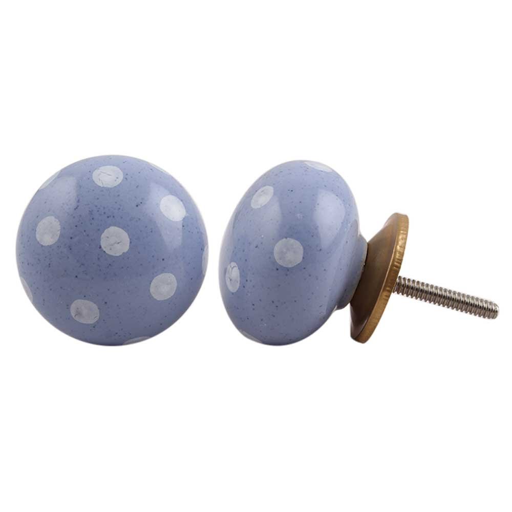 Premium 16-Pack Blue Polka Dot Ceramic Drawer Knobs - Decorative Cabinet Hardware for Kitchen, Dresser & Furniture - Handcrafted Artisan Pulls for Home Renovation & DIY Projects