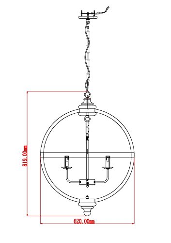24.5 Inch Landon Collection Orb Global Birchwood 4-Light Farmhouse Transitional Chandelier - Rustic Modern Ceiling Light Fixture for Dining Room, Entryway, Hallway, Kitchen Island & Bedroom Lighting