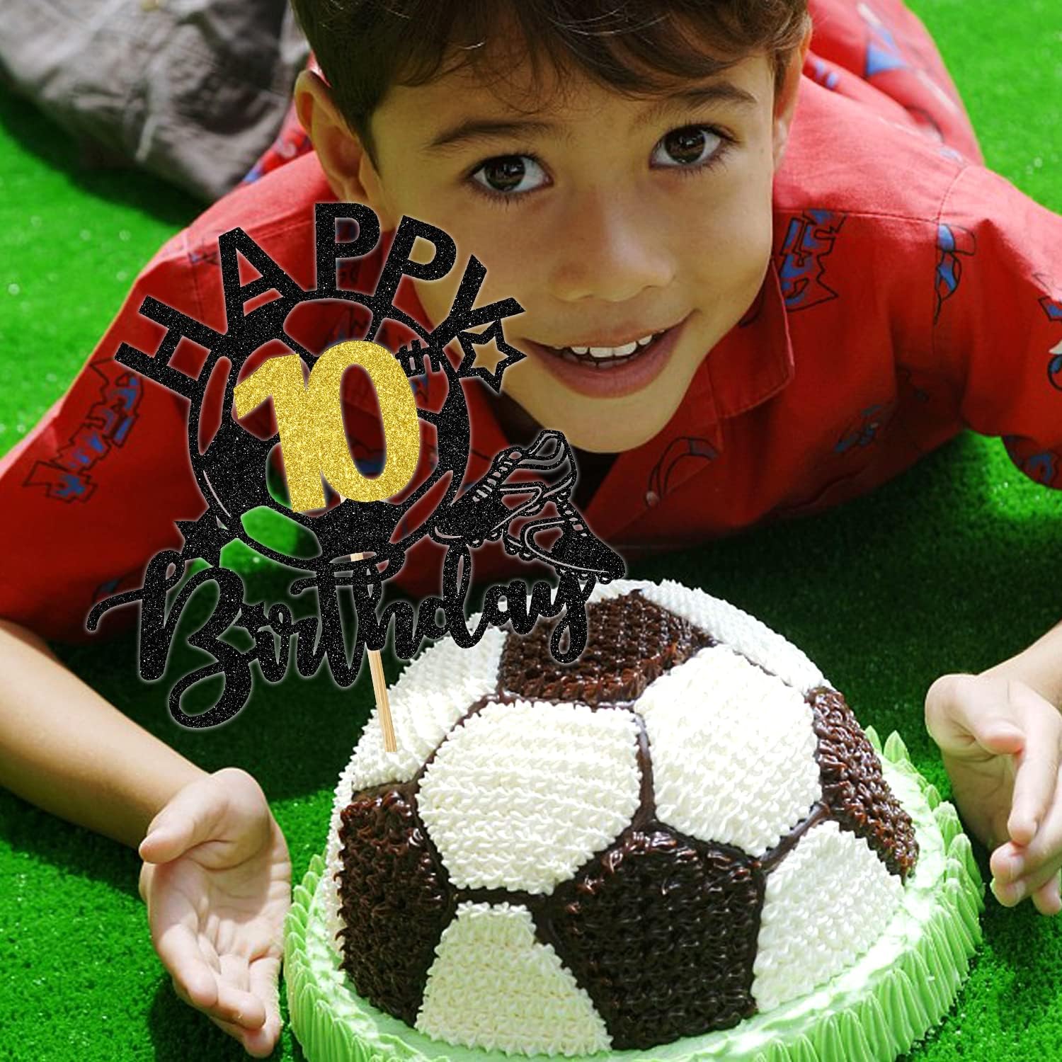 10th Birthday Cake Topper - Soccer Theme Party Decorations for Boys & Girls | Football Player Cake Topper, 10 Years Old Birthday Party Supplies | Perfect for Soccer-Themed Birthday Cakes, Kids Parties & Sports Celebrations
