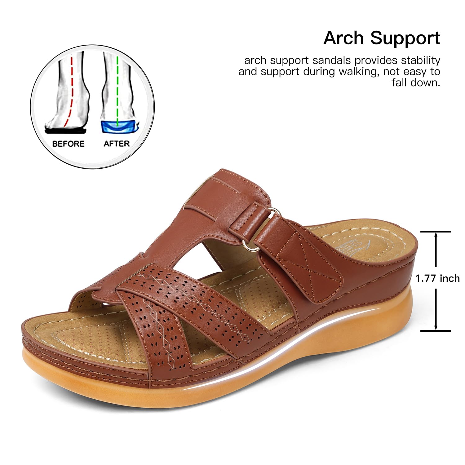 SHIBEVER Women's Comfortable Orthopedic Wedge Sandals - Slip-On Platform Sandals for Women | Perfect for Summer, Beach, and Casual Outings