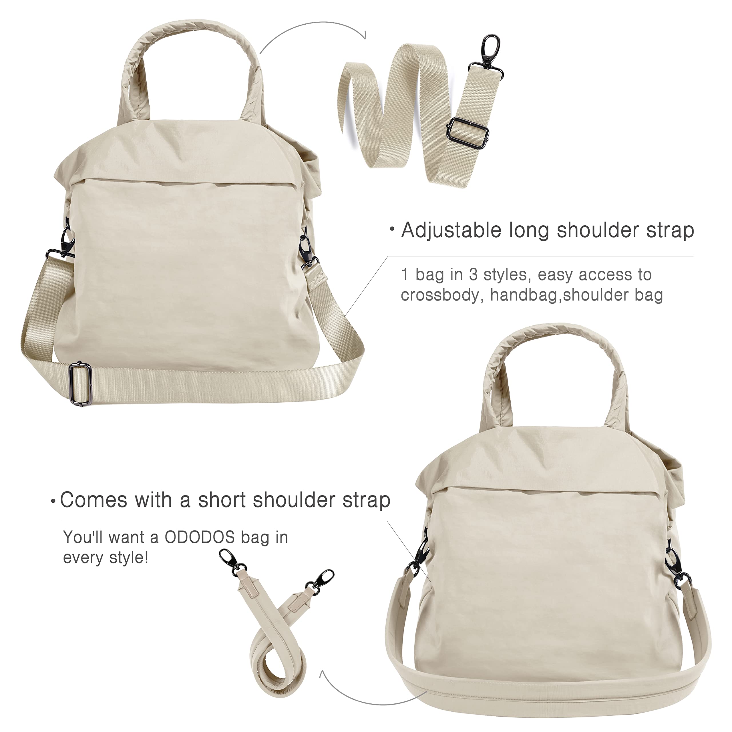 ODODOS 19L Multi Hobo Bags 2.0 for Women - Adjustable 2-Strap Tote & Crossbody Shoulder Handbag - Perfect for Work, Travel, and Everyday Use