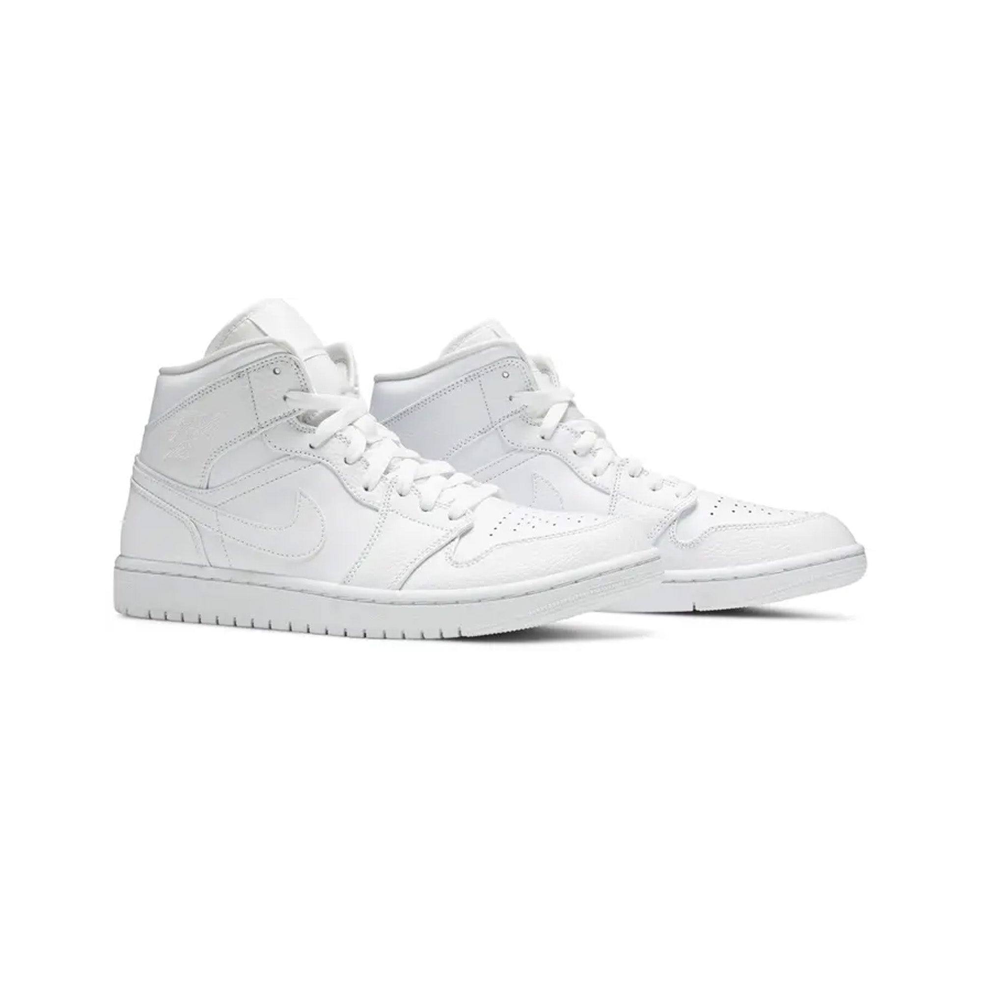 Air Jordan 1 Mid 'Triple White' Sneakers for Men (2020-2021) - Classic White Basketball Shoes for Casual Wear & Street Style