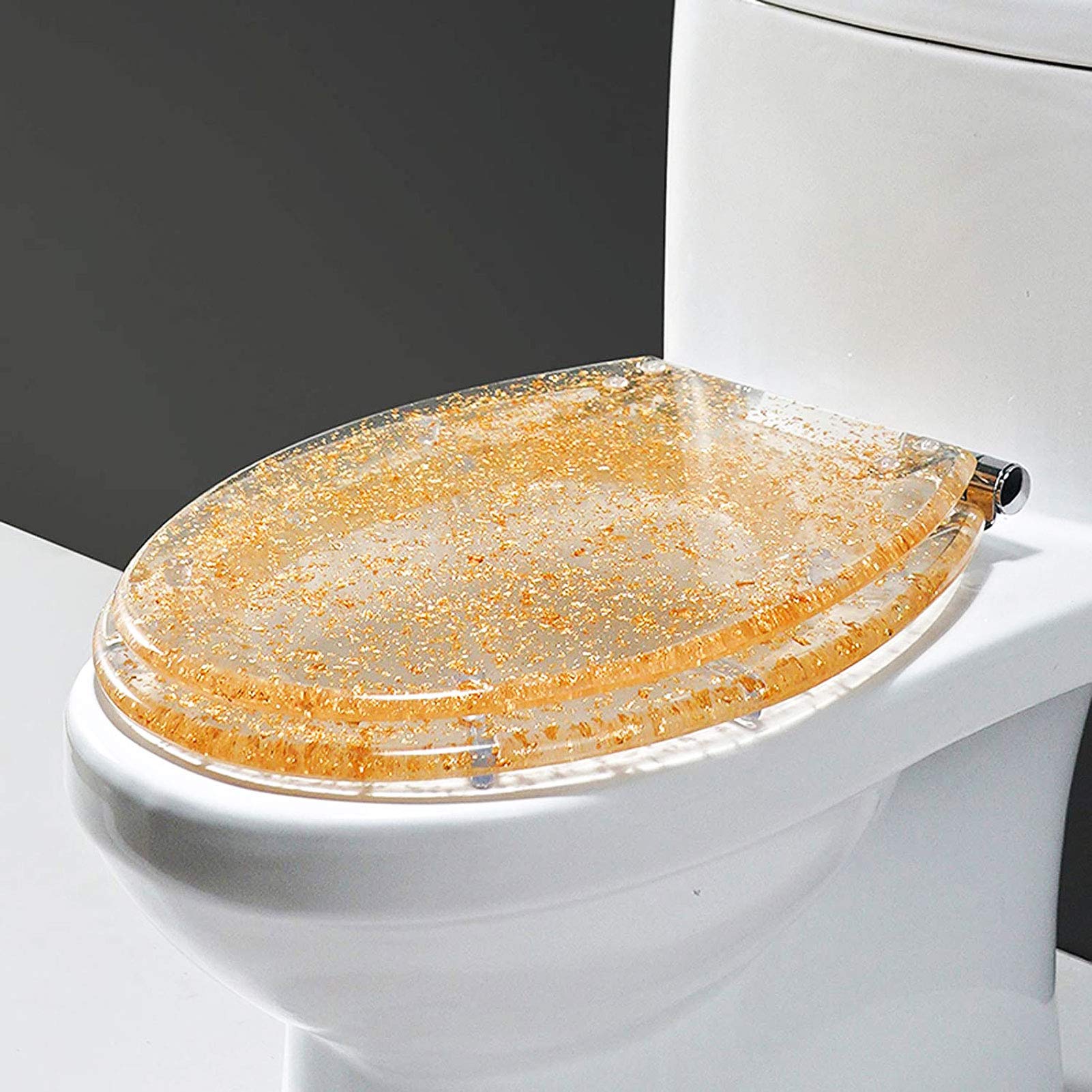 HUANLIAN Universal Strong Durable Toilet Seat for U/V/O Shape - Quick Release Soft Close Slow Closing Hinge - Easy Installation for Bathroom, Home & Commercial Use