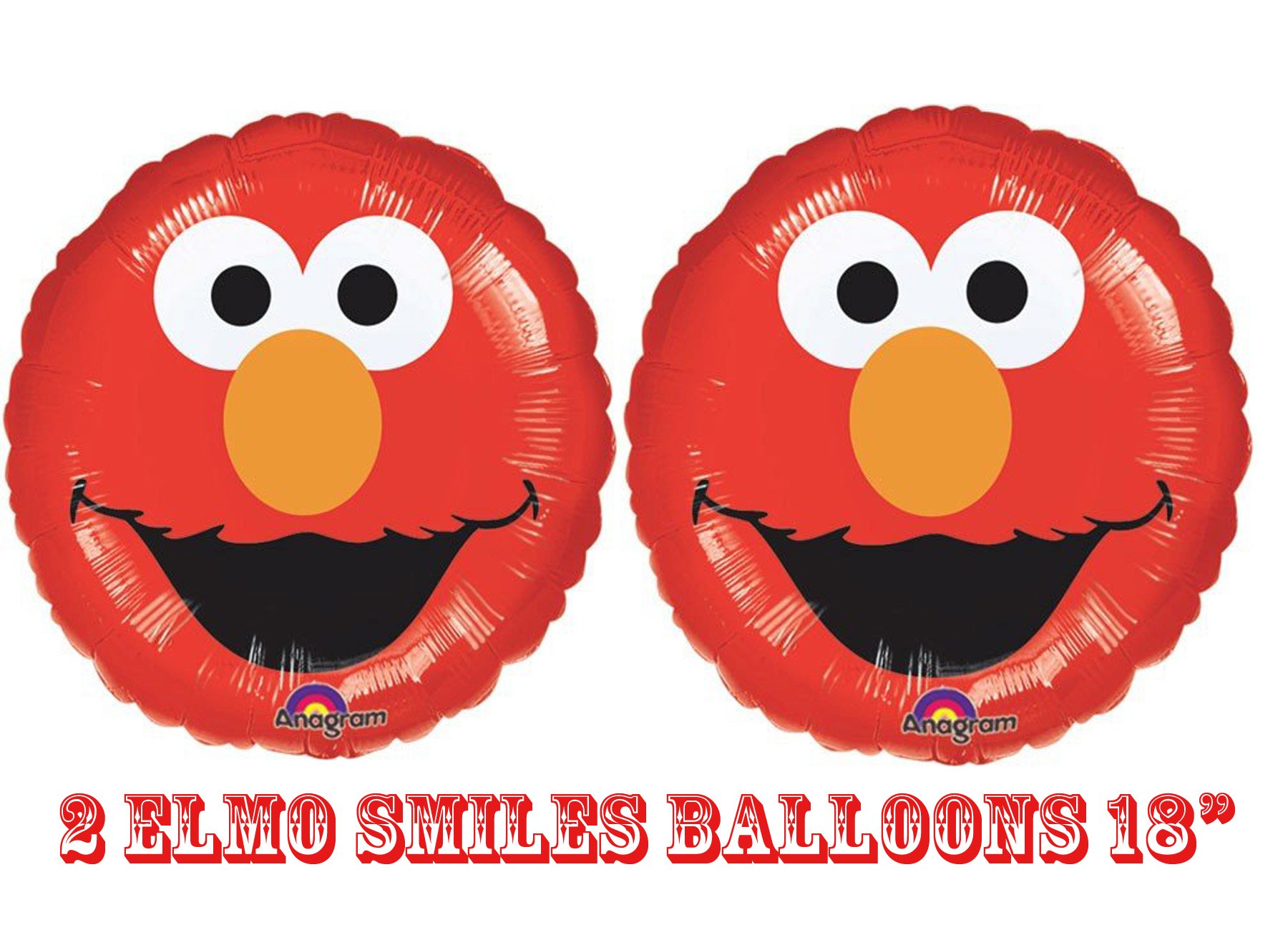 Anagram Elmo Smiles 18 Inch Foil Balloons (Pack of 2) - Perfect for Birthday Parties, Baby Showers & Sesame Street Themed Events