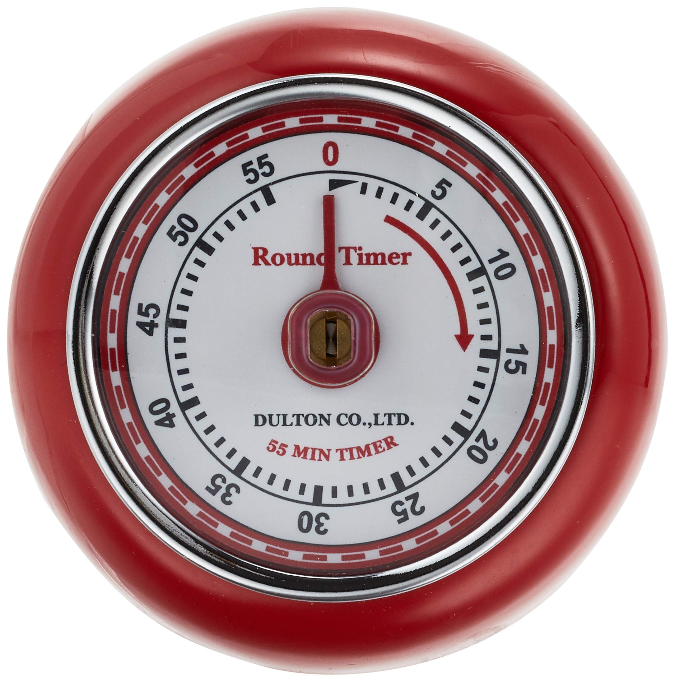 100-189RD Retro Magnetic Kitchen Timer - 2.8 Inch (70mm) Analog Steel Clock with 1.2 Inch (30mm) Depth - Perfect for Baking, Cooking, Classroom & Office Use