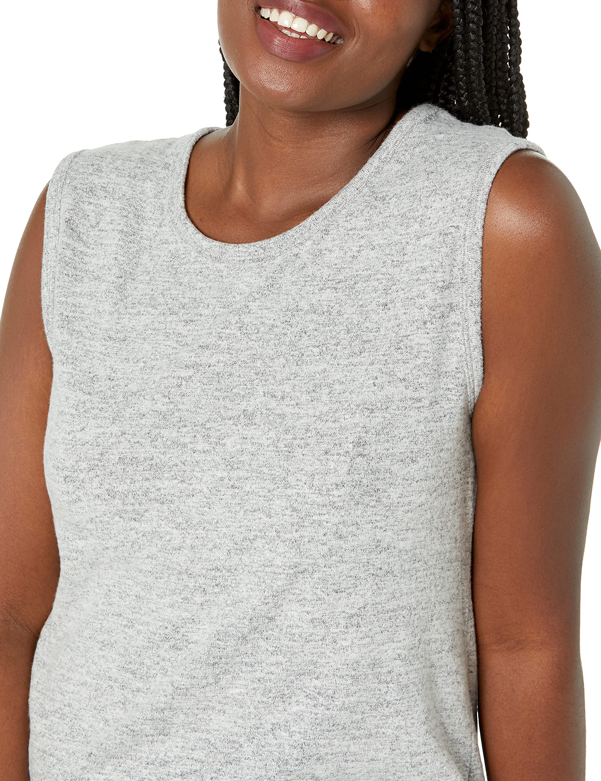 Daily Ritual Women's Cozy Knit Muscle Sleeve Dress - Soft Stretchy Casual Lounge Wear for Home, Yoga & Coffee Dates