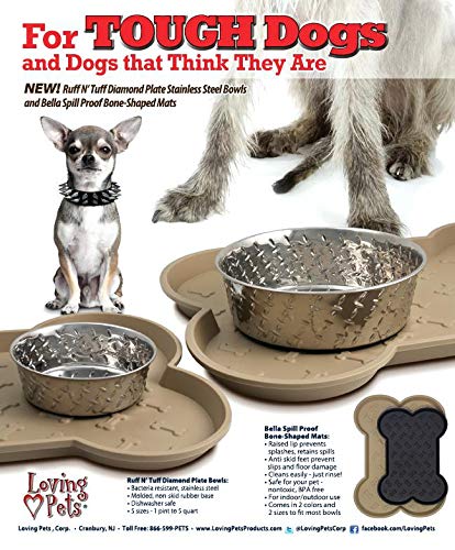 Premium Diamond Plated Dog Bowl with Non-Slip Base - 5 Quart Stainless Steel Pet Food & Water Dish - Durable & Elegant for Indoor/Outdoor Feeding - Perfect for Large Dogs