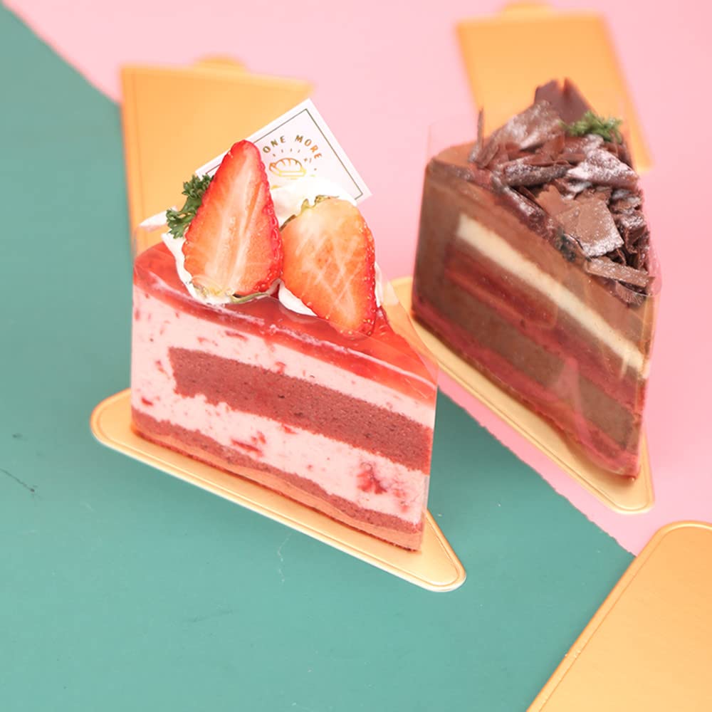 200Pcs 4-Inch Mini Triangle Dessert Plates - Golden Cardboard Cake Boards for Cupcakes, Cake Slices, Cheesecake & Mousse - Perfect for Birthday Parties, Weddings, Baby Showers & Dessert Displays