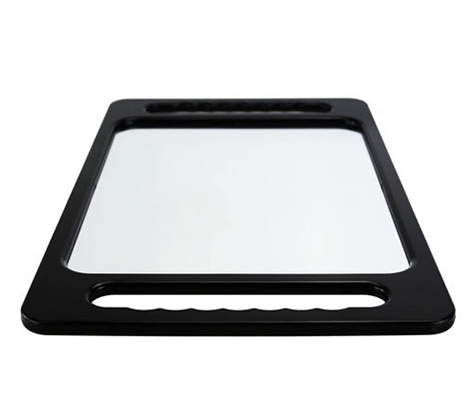 Professional Salon Handheld Makeup Mirror - Black Rectangular Double Handle Unbreakable Large Mirror for Hairstylists & Barbers | Perfect for Home, Salon & Travel Use