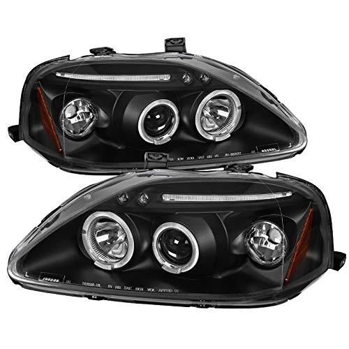 99-00 2/3/4Dr Black LED Halo Projector Headlights - High Performance Replacement Headlamps for Improved Night Visibility | Perfect for Off-Roading, Night Driving & Car Upgrades