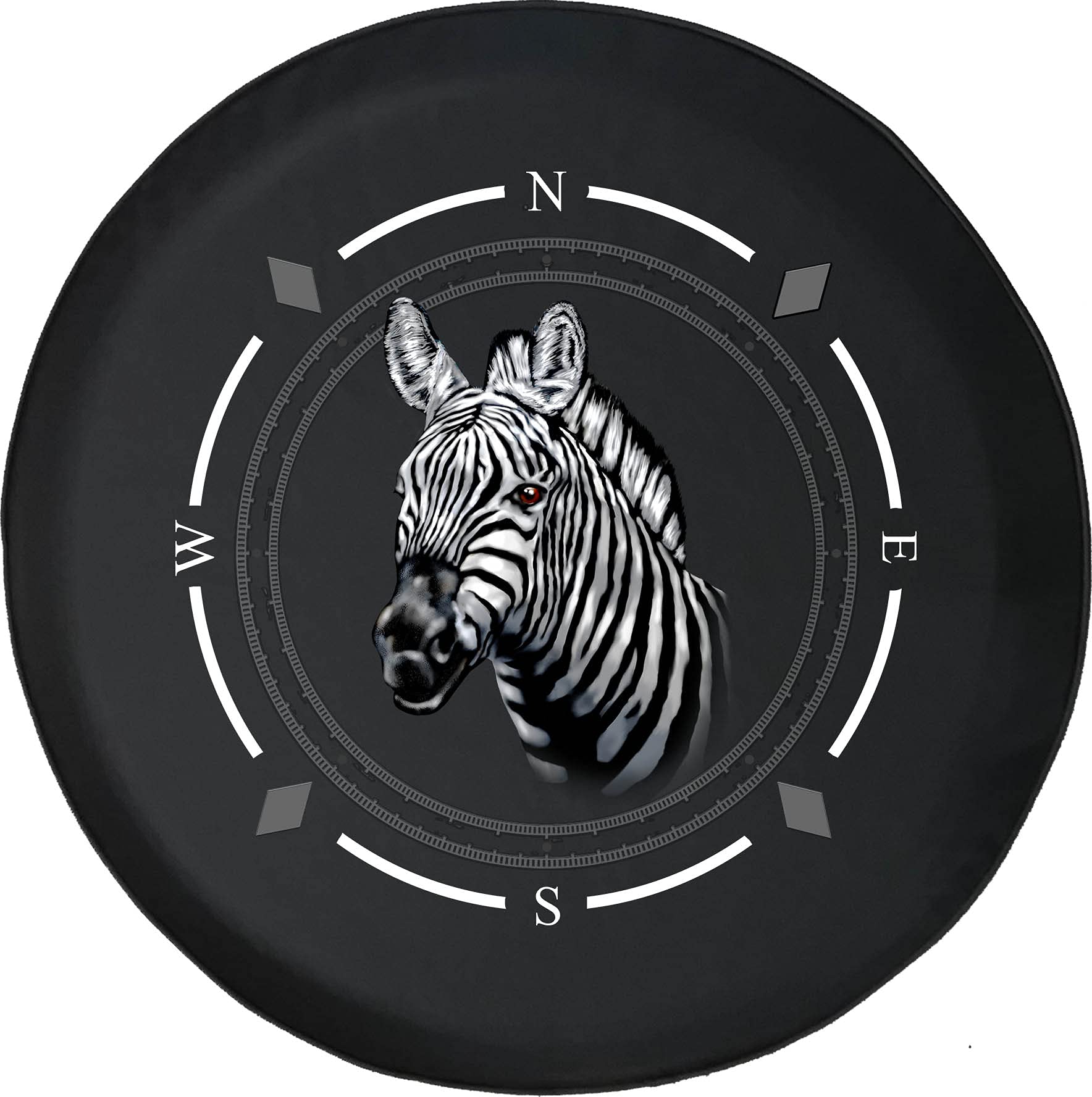Premium Spare Tire Cover with Compass & African Zebra Design - Universal Fit for SUV, Trailer, RV & Most Vehicles - Durable & Stylish Wheel Protector for Off-Road Adventures & Camping Trips