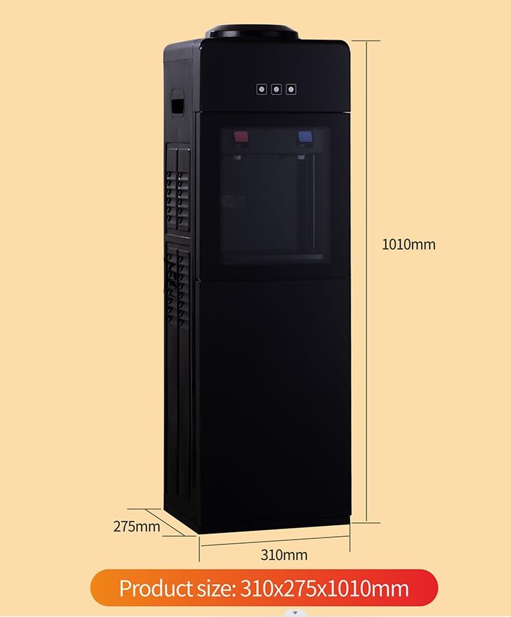 5 Gallon Top Load Water Cooler with Hot & Cold Dispenser - Freestanding for Home & Office, Compatible with 3 & 5 Gallon Bottles, Luxury Black Design (Black) - Perfect for Kitchen, Breakroom, and Office Hydration