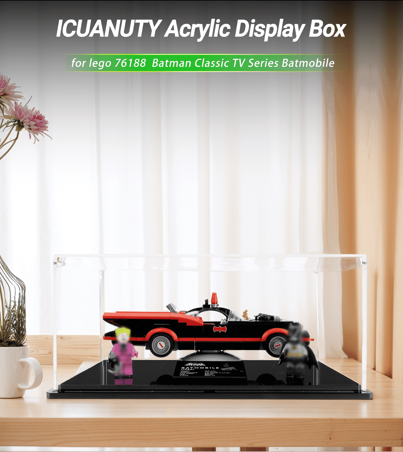 Lego Batman Classic TV Series Batmobile 76188 Display Case - Clear Acrylic Showcase for Collectible Building Sets - Perfect for Home Decoration, Office Display & Gift Giving