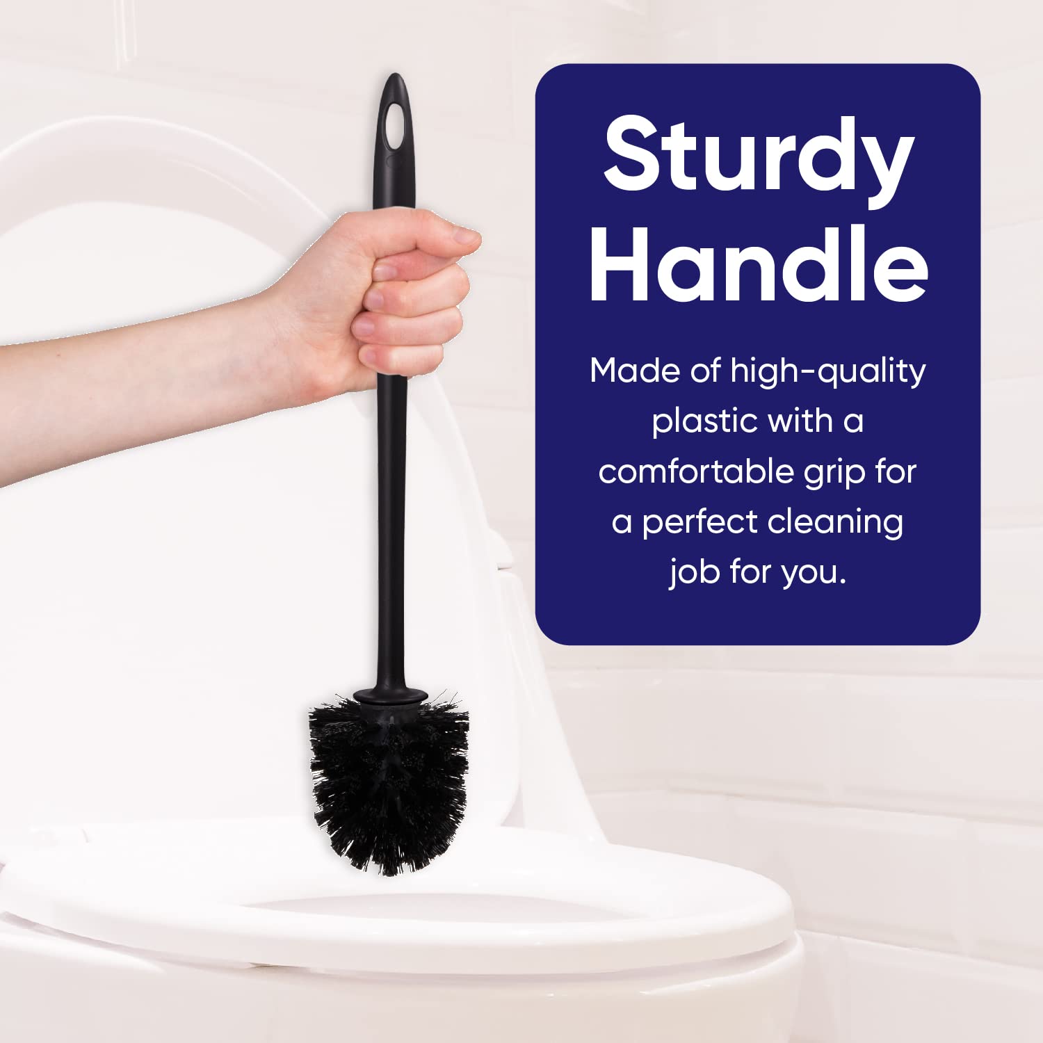 Black Toilet Brush and Holder Set with Scrubbing Wand - Bathroom Cleaning Brush with Storage Caddy for Easy Toilet Bowl Cleaning | Ideal for Home, Apartment & RV Bathrooms