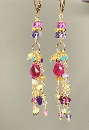 Violet Sapphire & Multi Gemstone Gold Filled Dangle Earrings for Women – Elegant Statement Jewelry for Parties, Weddings & Special Occasions