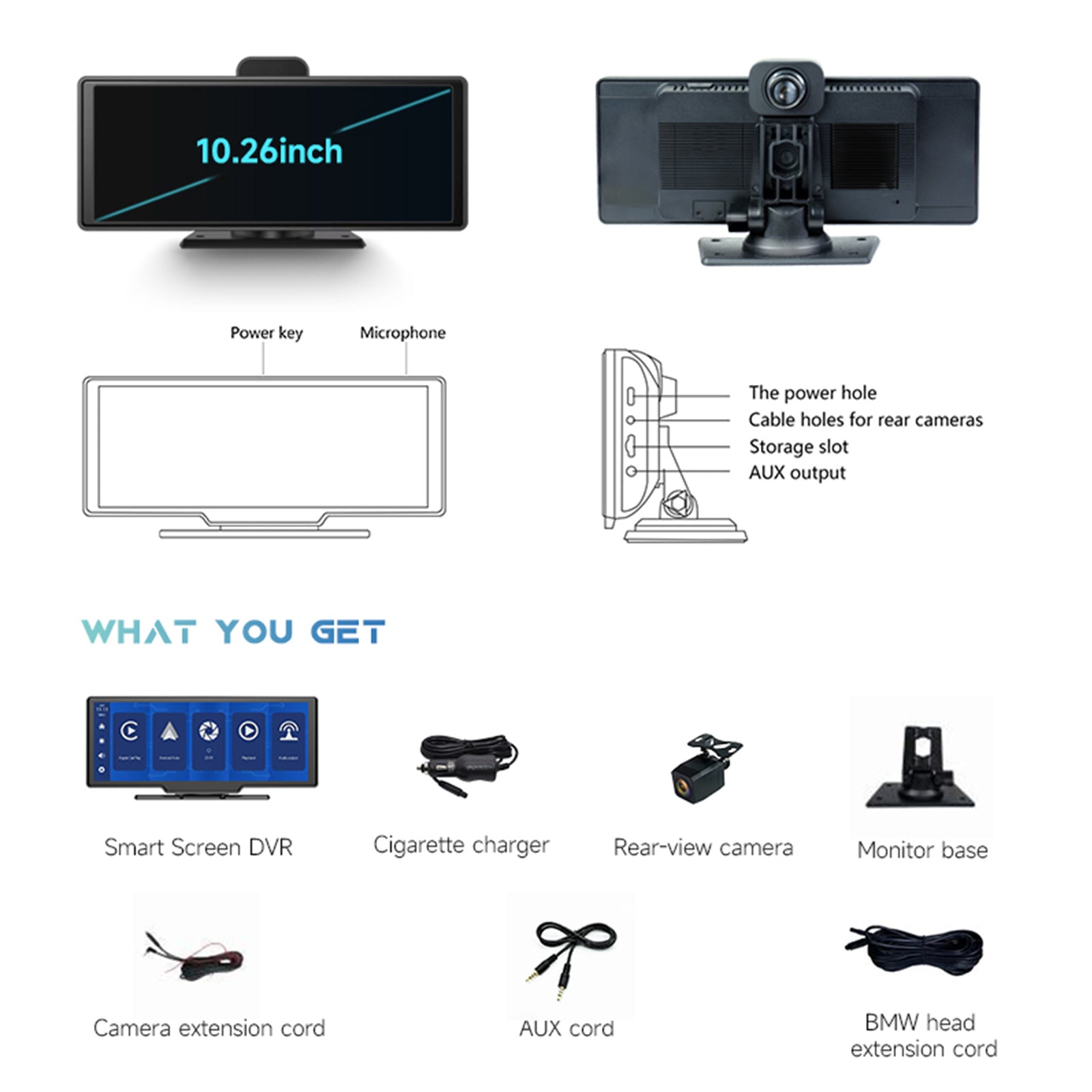 10.26 Inch Smart Screen DVR with NTSC System for RV, Truck & Bus - HD Rear View Backup Camera for Safe Parking & Driving Assistance