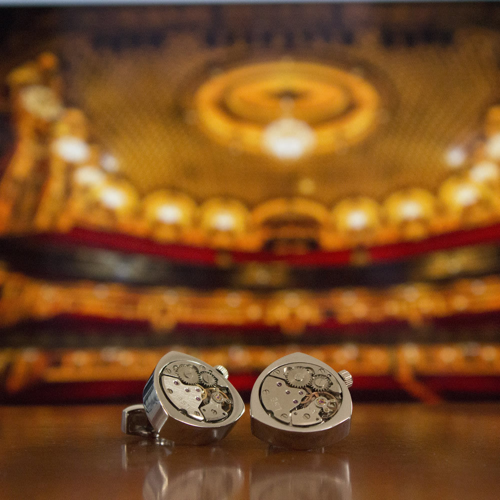 Premium KingCuffs Watch Movement Triangular Cufflinks for Men - Elegant Dress Accessories for Formal Wear & Business Attire