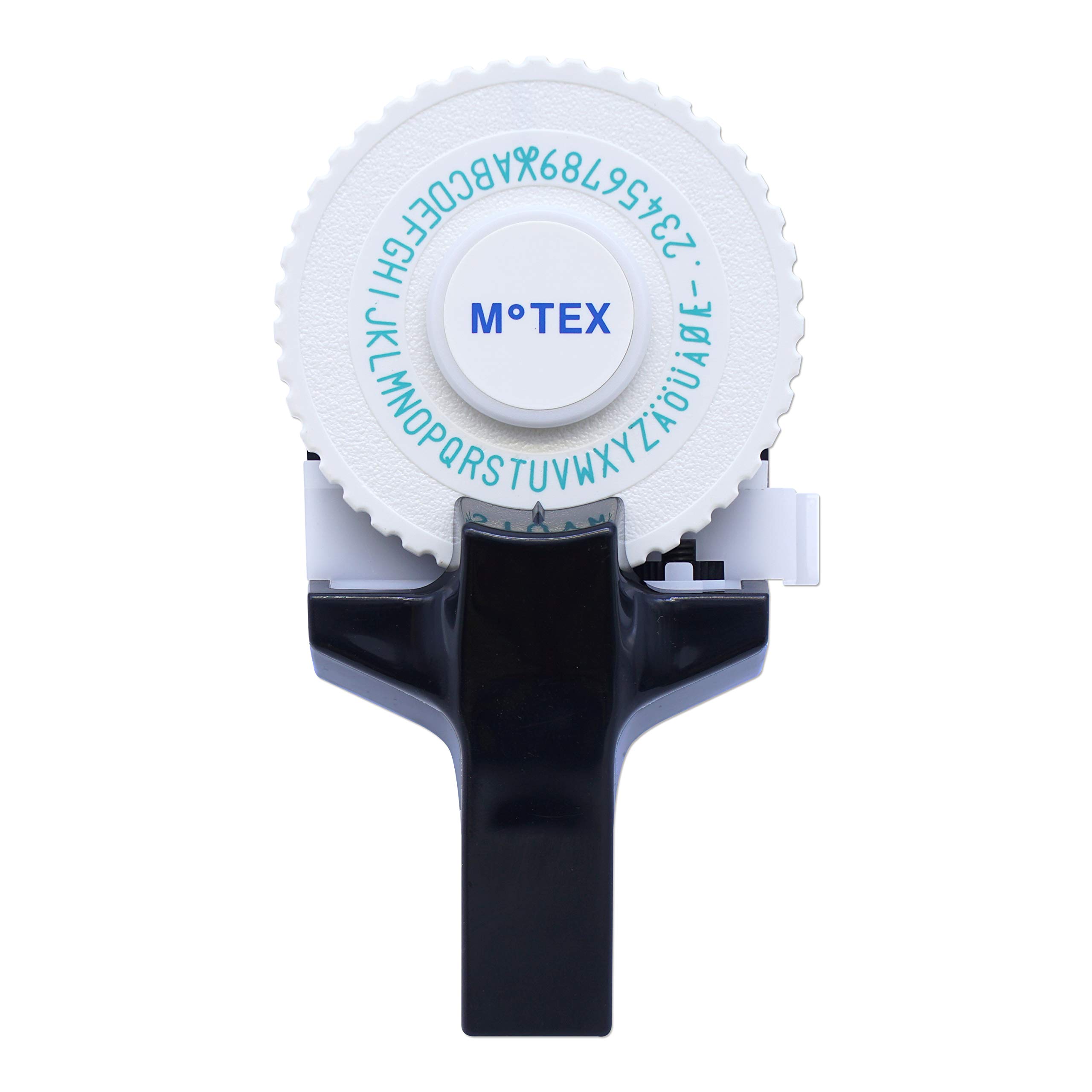 Motex E-101 Manual Embossing Label Maker - Handheld Labeling Tool for Office, Home & School Organization - Black with 1 Wheel - Perfect for Files, Binders, Storage Boxes & Craft Projects