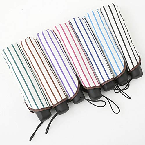 UV Protection Striped Travel Umbrella - Compact & Lightweight for Outdoor, Beach, and Daily Commute