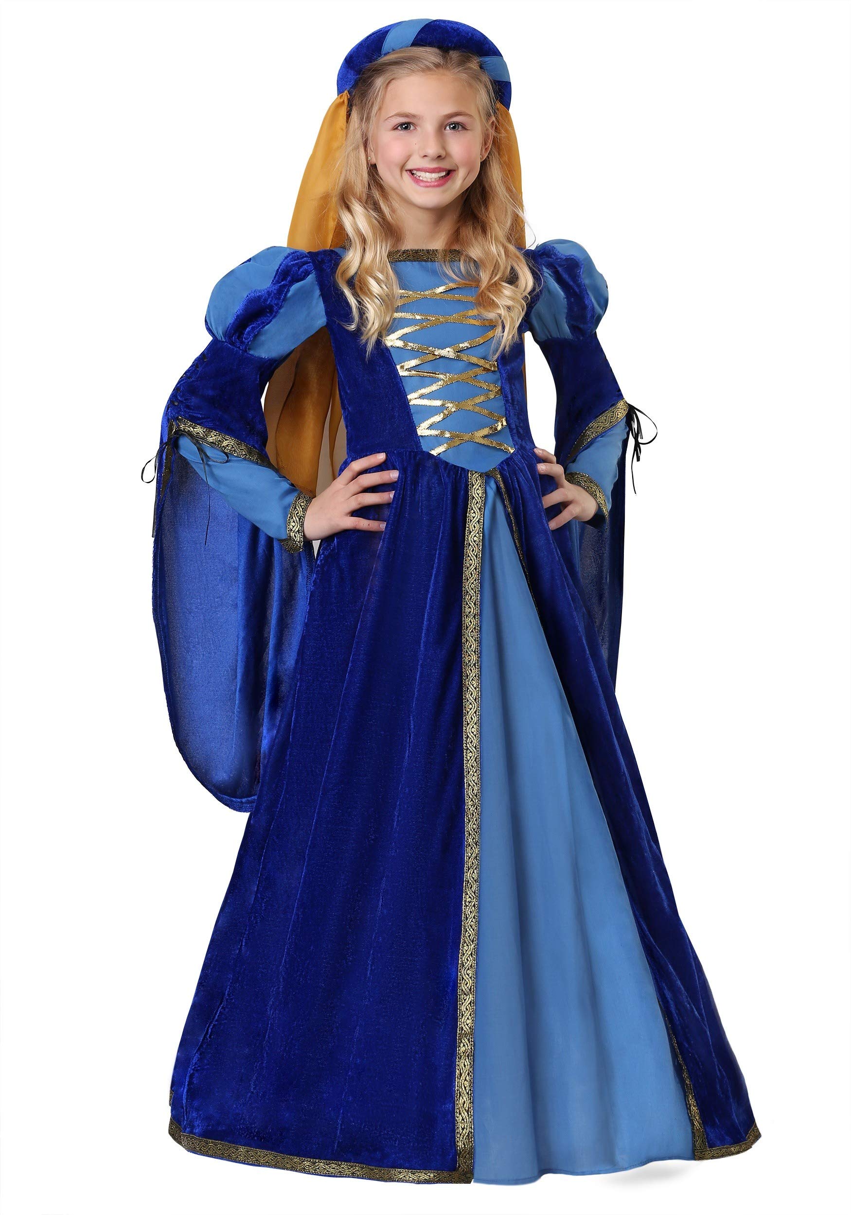 Girls Renaissance Dress - Blue Medieval Queen Princess Costume for Kids | Perfect for Ren Faire, Halloween & Historical Reenactments