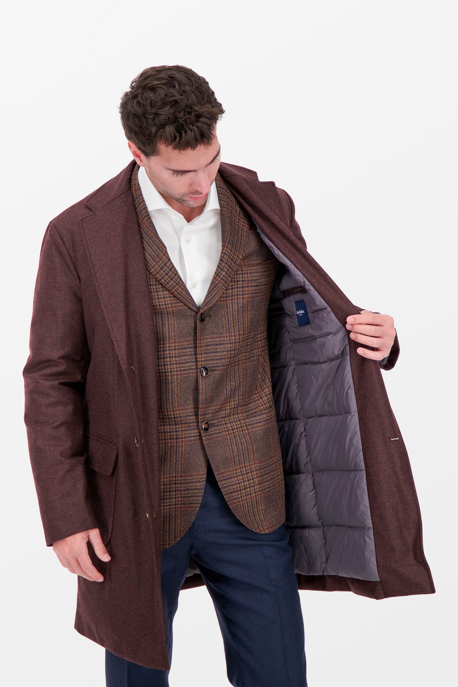 Barba Napoli Burgundy Spider Coat - Premium Wool Overcoat for Men | Elegant Winter Trench Coat for Business & Formal Occasions