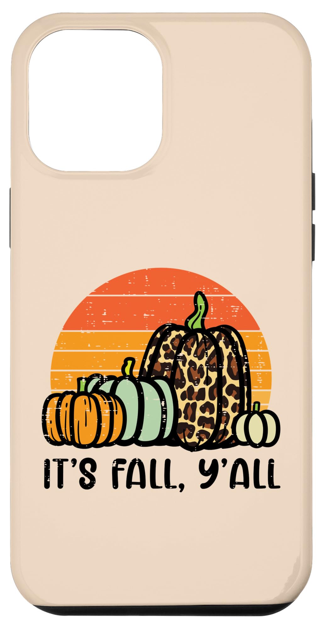 iPhone 12 Pro Max Case - Retro Pumpkins & Leopard Cheetah Print Design, Autumn Fall Halloween Phone Cover for Women & Men - Perfect for Halloween Parties, Thanksgiving Gatherings & Seasonal Fashion Accessory