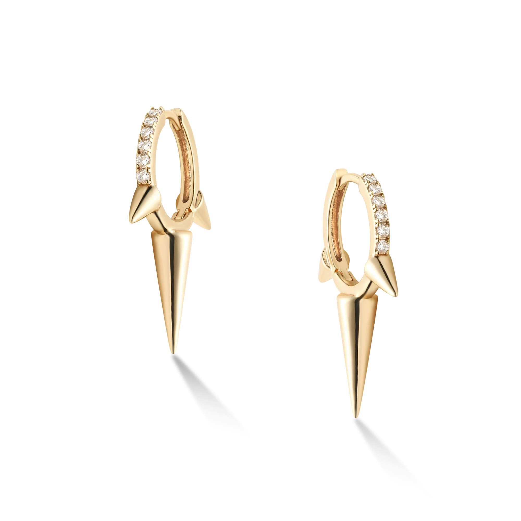 VACRONA 14k Gold Plated Huggie Hoop Earrings for Women - Small, Lightweight, Simple Spike Design - Perfect Gift for Her | Everyday Wear, Parties, Special Occasions