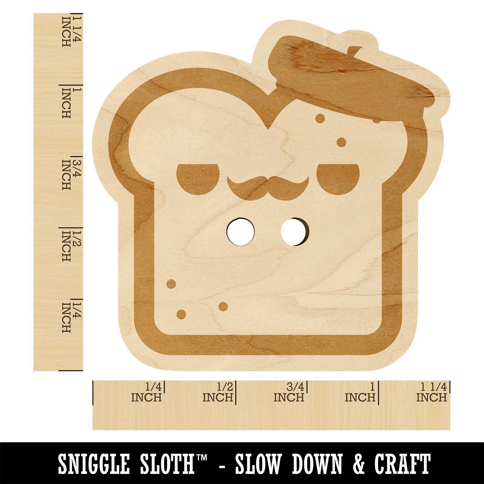 Kawaii French Toast Bread Wood Buttons for Sewing, Knitting & Crochet DIY Crafts - Large 1.25 Inch (5pcs) - Perfect for Scrapbooking, Clothing Embellishments & Handmade Gifts