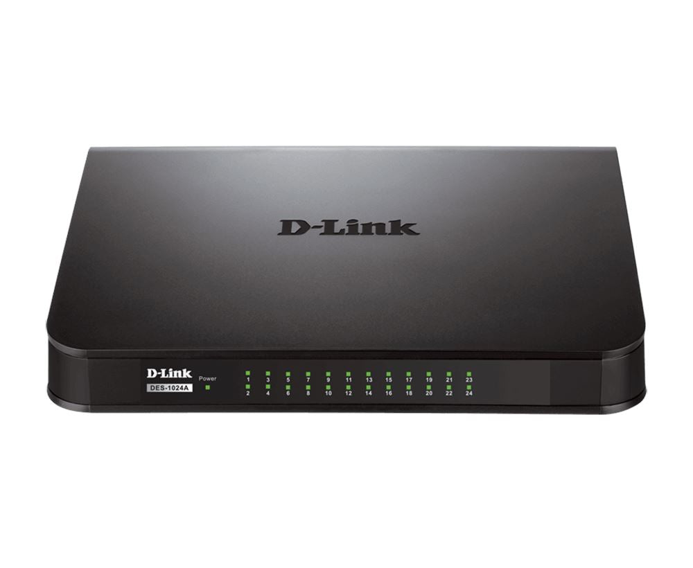 D-Link DES-1024A 24-Port 10/100Mbps Unmanaged Ethernet Network Switch - Fast Desktop LAN Hub for Home Office & Small Business Networking