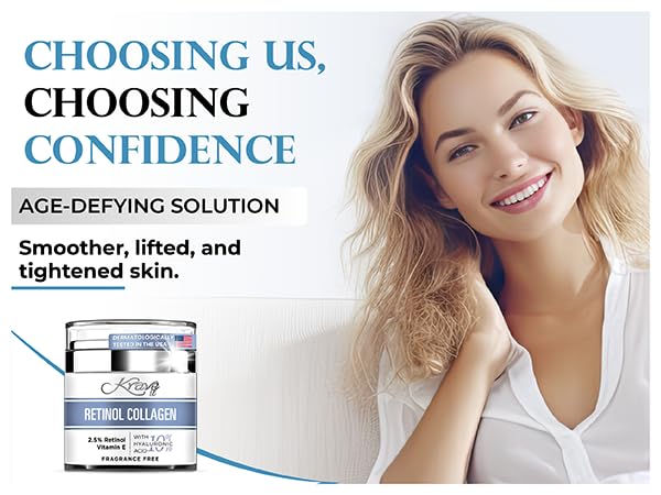 Best Retinol Cream for Face - Anti Aging Moisturizer with Vitamin E, B5 & Hyaluronic Acid | Wrinkle Reduction & Collagen Boost for Women & Men | Day & Night Face Cream 1.7oz | Perfect for Dry Skin & Fine Lines Treatment