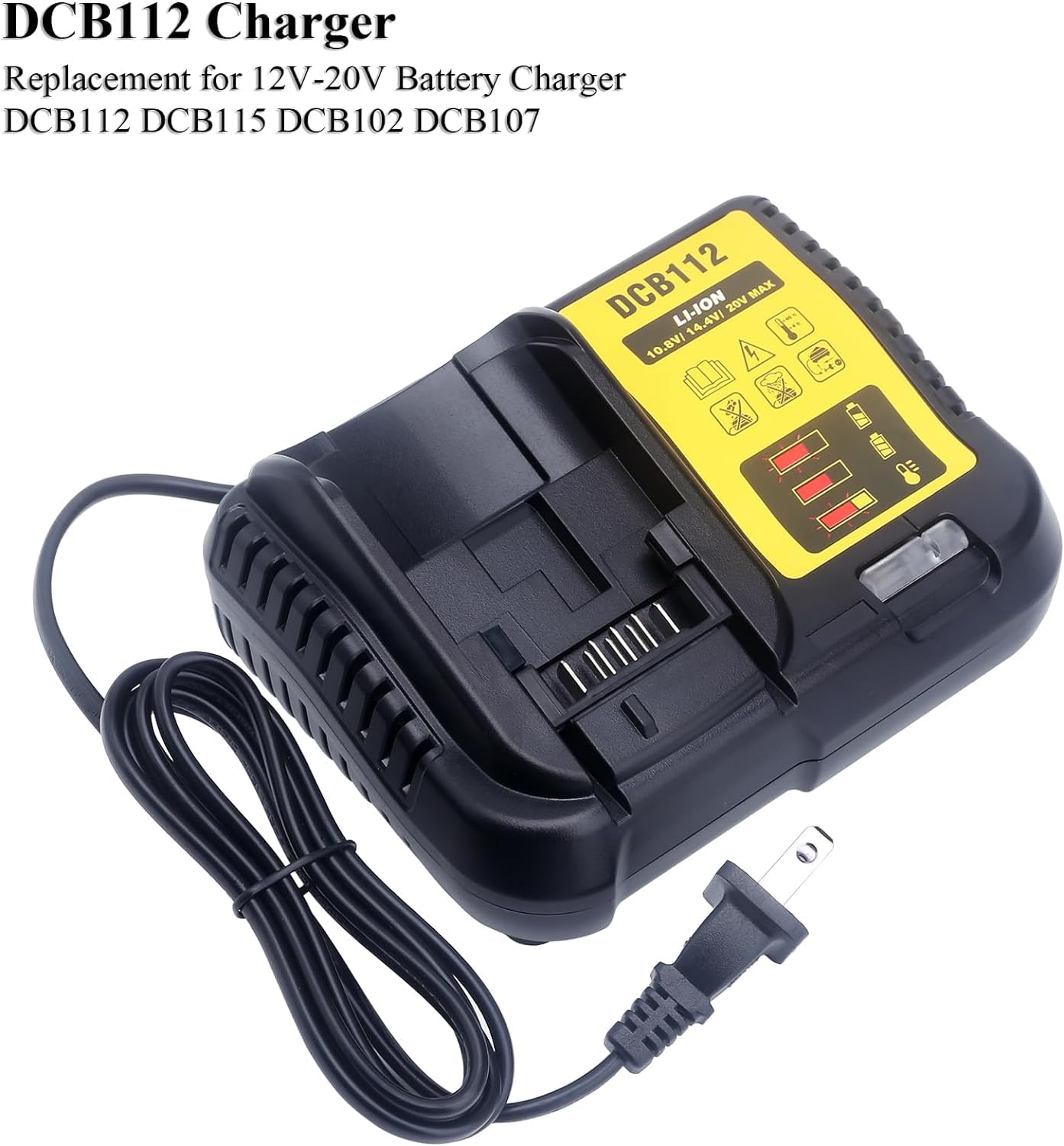 DCB112 Rapid Charger for DeWalt 12V-20V MAX Lithium Batteries | Fast Charging Power Tool Battery Pack | Ideal for Drills, Saws & Cordless Tools