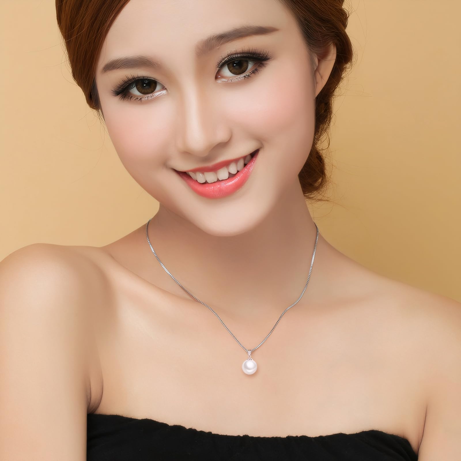 925 Sterling Silver Pearl Pendant Necklace for Women - 12MM Handmade Freshwater Cultured Pearl Charm Collar with Platinum Plating | Elegant Fashion Jewelry for Weddings, Parties & Special Occasions