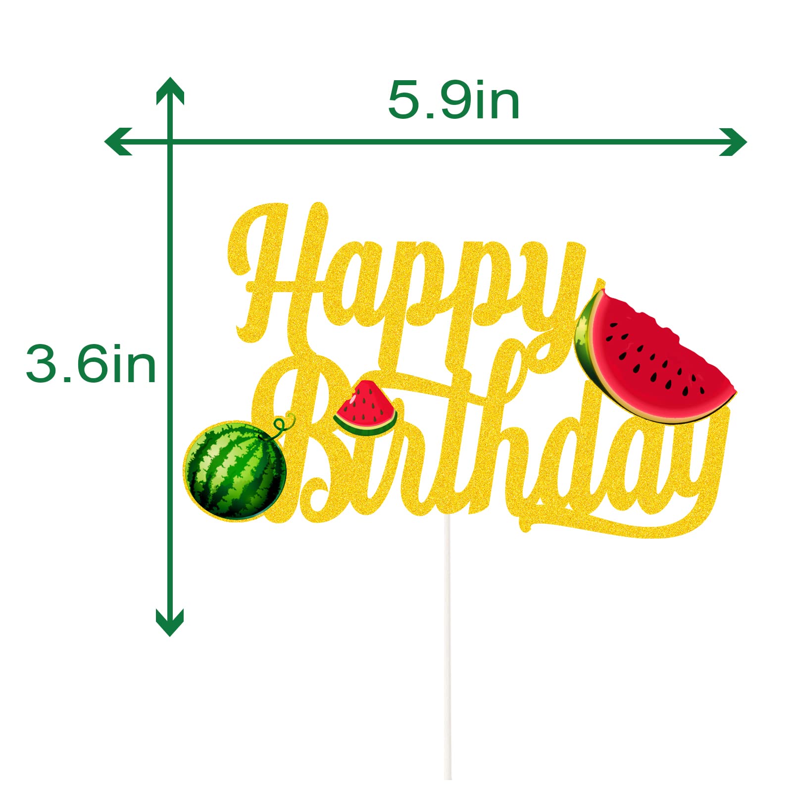 Watermelon Happy Birthday Cake Topper - Fun Fruit Themed Smash Cake Decor for Kids Birthday Party Supplies | Perfect for 1st Birthday, Summer Parties & Baby Shower Decorations