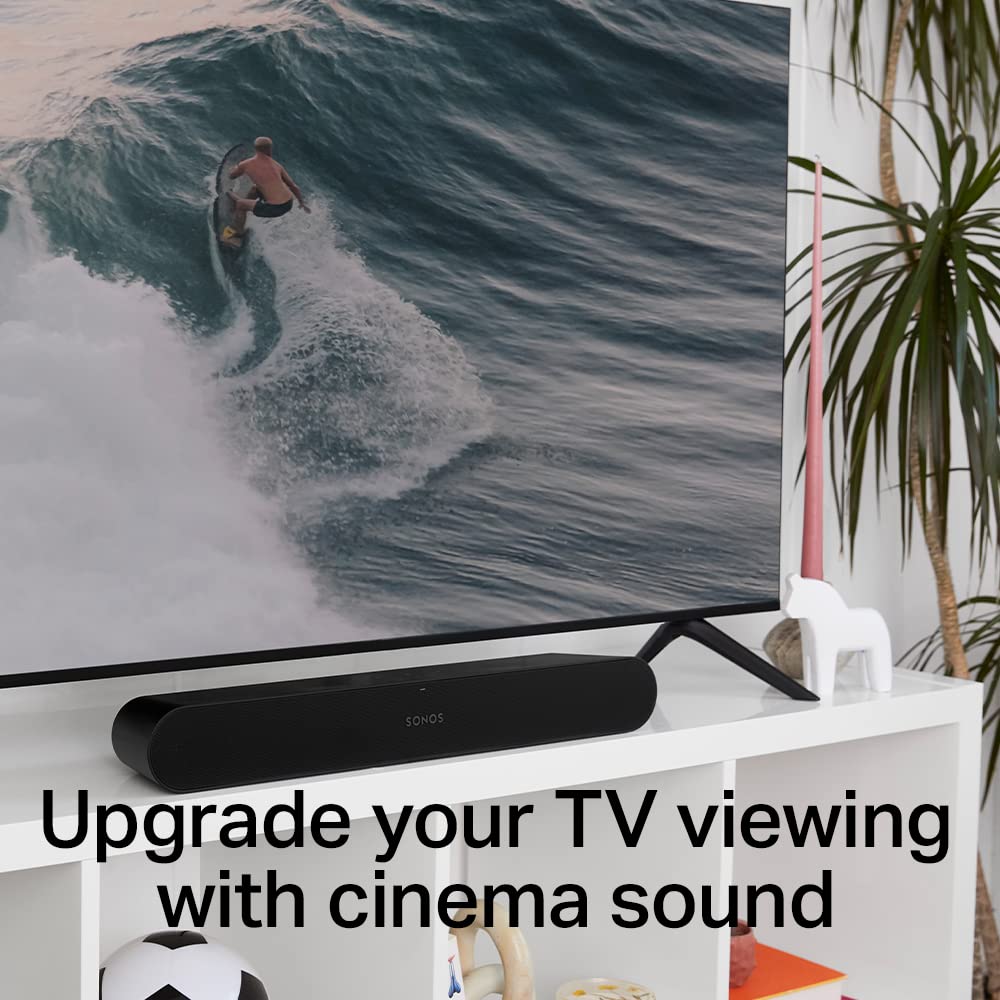 Sonos Ray Soundbar - Compact All-in-One Soundbar with Immersive Sound for Movies, Gaming & Music | WiFi Streaming, AirPlay & App Control | Black | Perfect for Home Theater & Living Room Entertainment