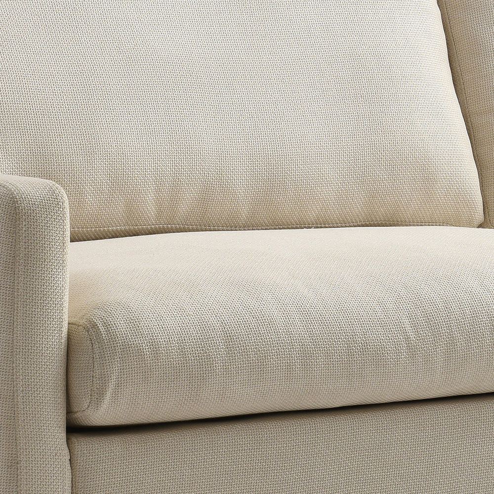 VIENNA 3 Seater Sofa - Modern Beige Fabric Couch with Oak Wood Legs | Comfortable Living Room Furniture for Small Spaces & Apartments